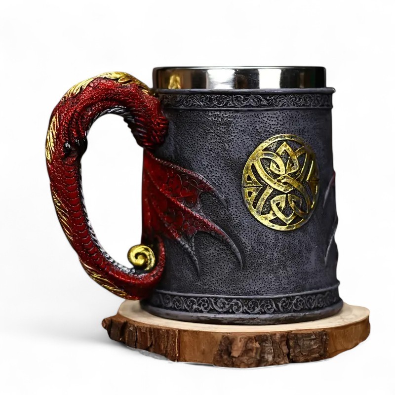Stainless Steel Dragon Mug With 3D Winged Design For Drinks