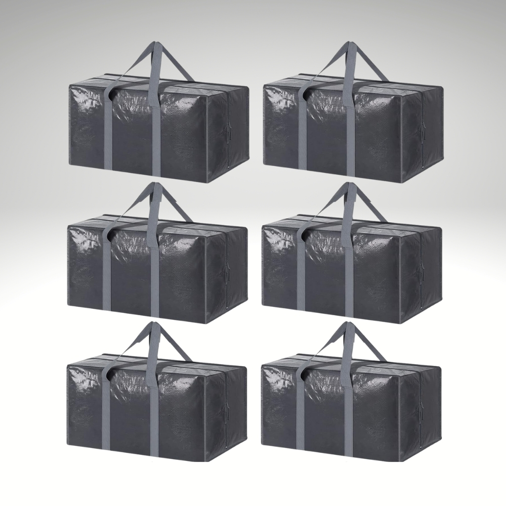 6 Pack Extra Heavy Duty Large Moving Bags with Strong Zipper And Comfortable Handles