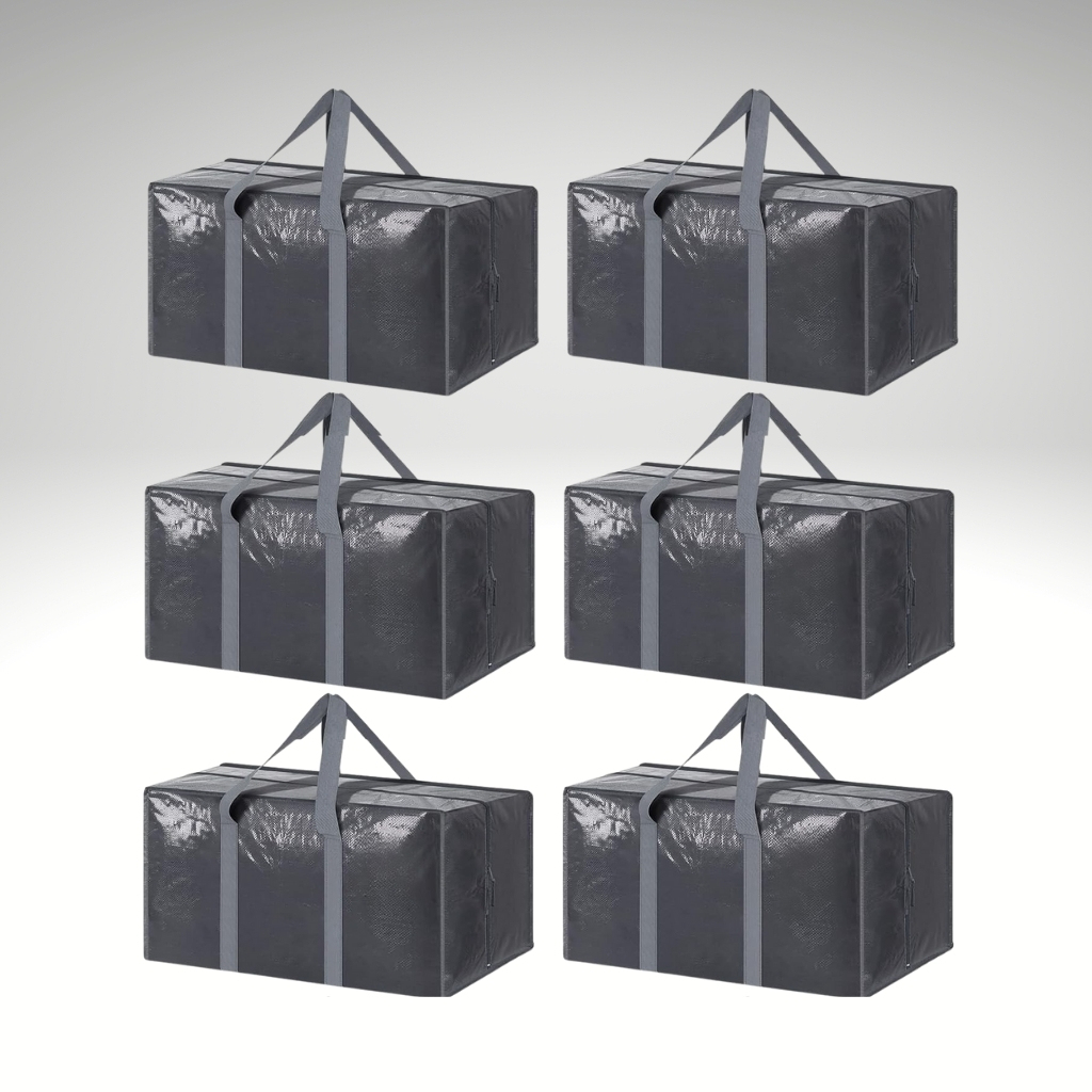 6 Pack Extra Heavy Duty Large Moving Bags with Strong Zipper And Comfortable Handles