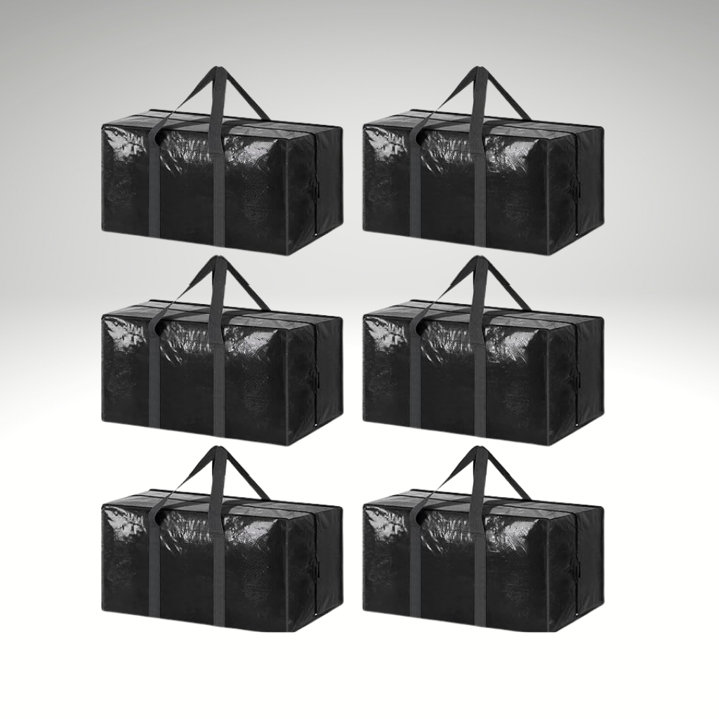 6 Pack Extra Heavy Duty Large Moving Bags with Strong Zipper And Comfortable Handles