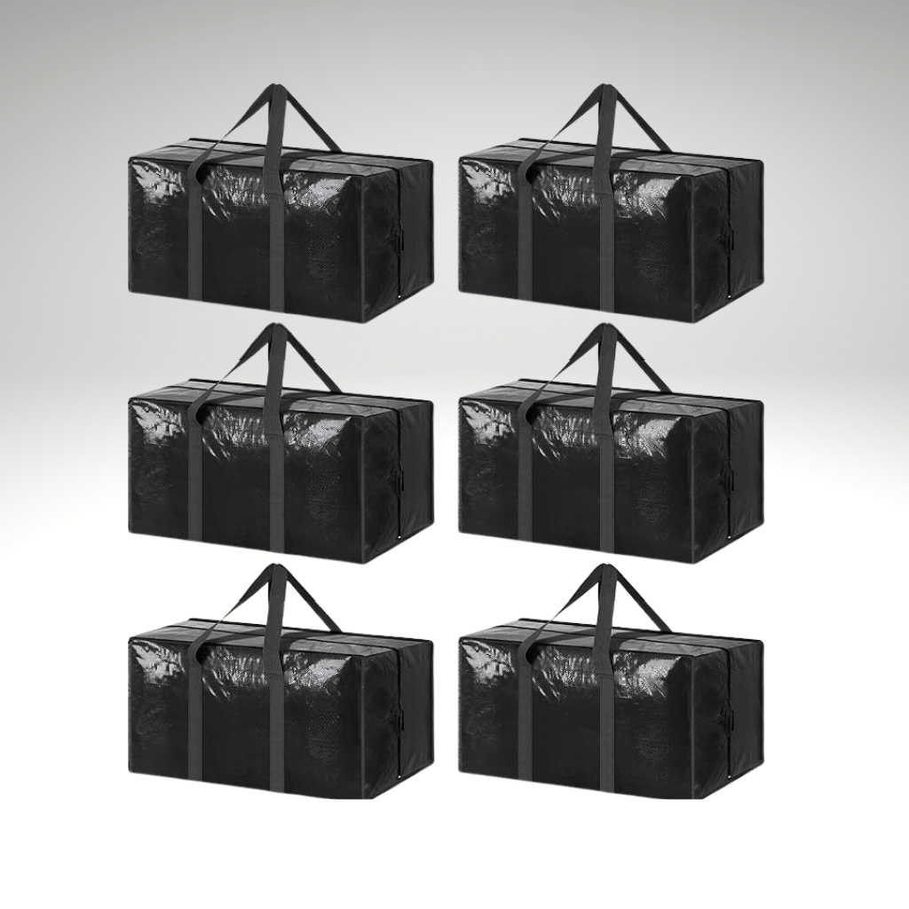 6 Pack Extra Heavy Duty Large Moving Bags with Strong Zipper & Comfortable Handles