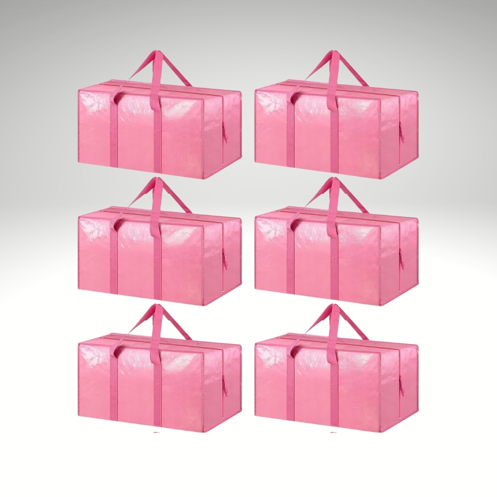 6 Pack Extra Heavy Duty Large Moving Bags with Strong Zipper And Comfortable Handles