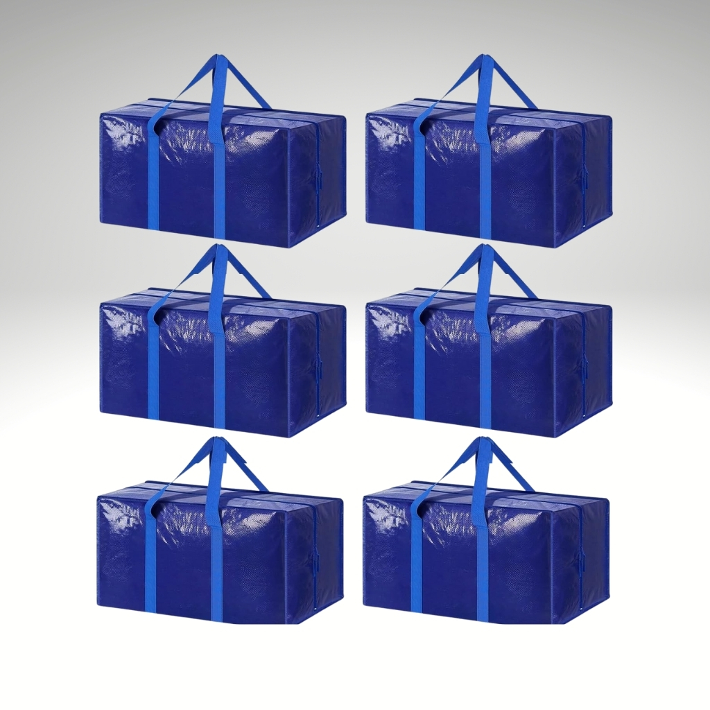 6 Pack Extra Heavy Duty Large Moving Bags with Strong Zipper And Comfortable Handles