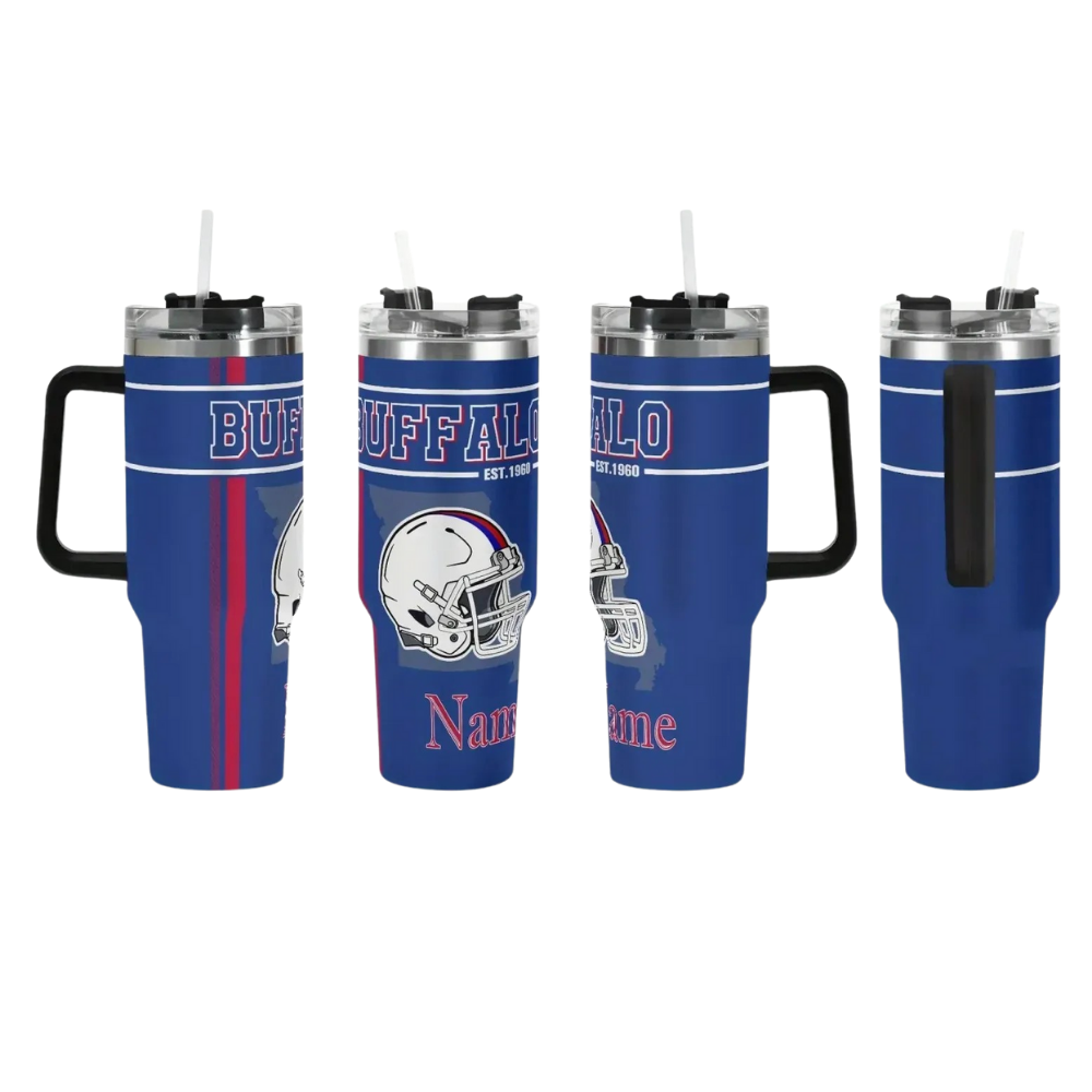 Personalized Buffalo Bills Themed Travel Mug