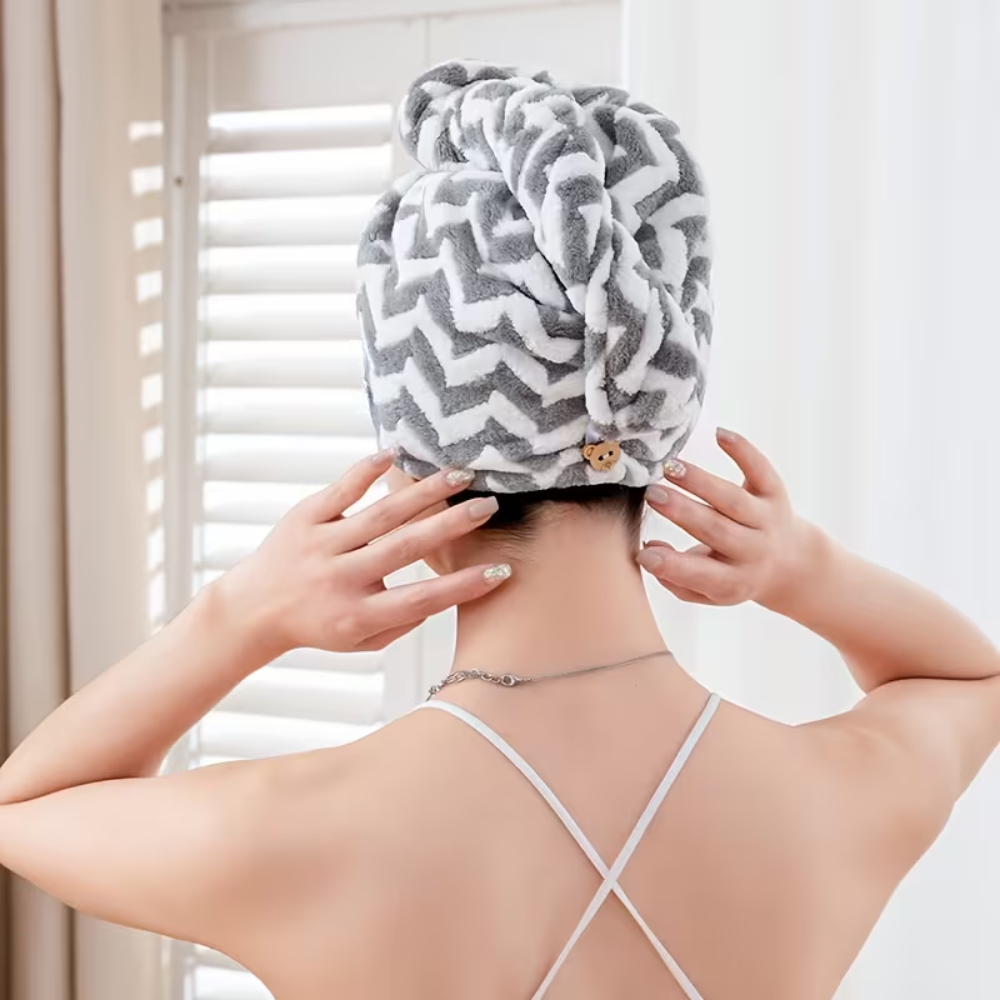 Striped Microfiber Quick Dry Hair Wrap