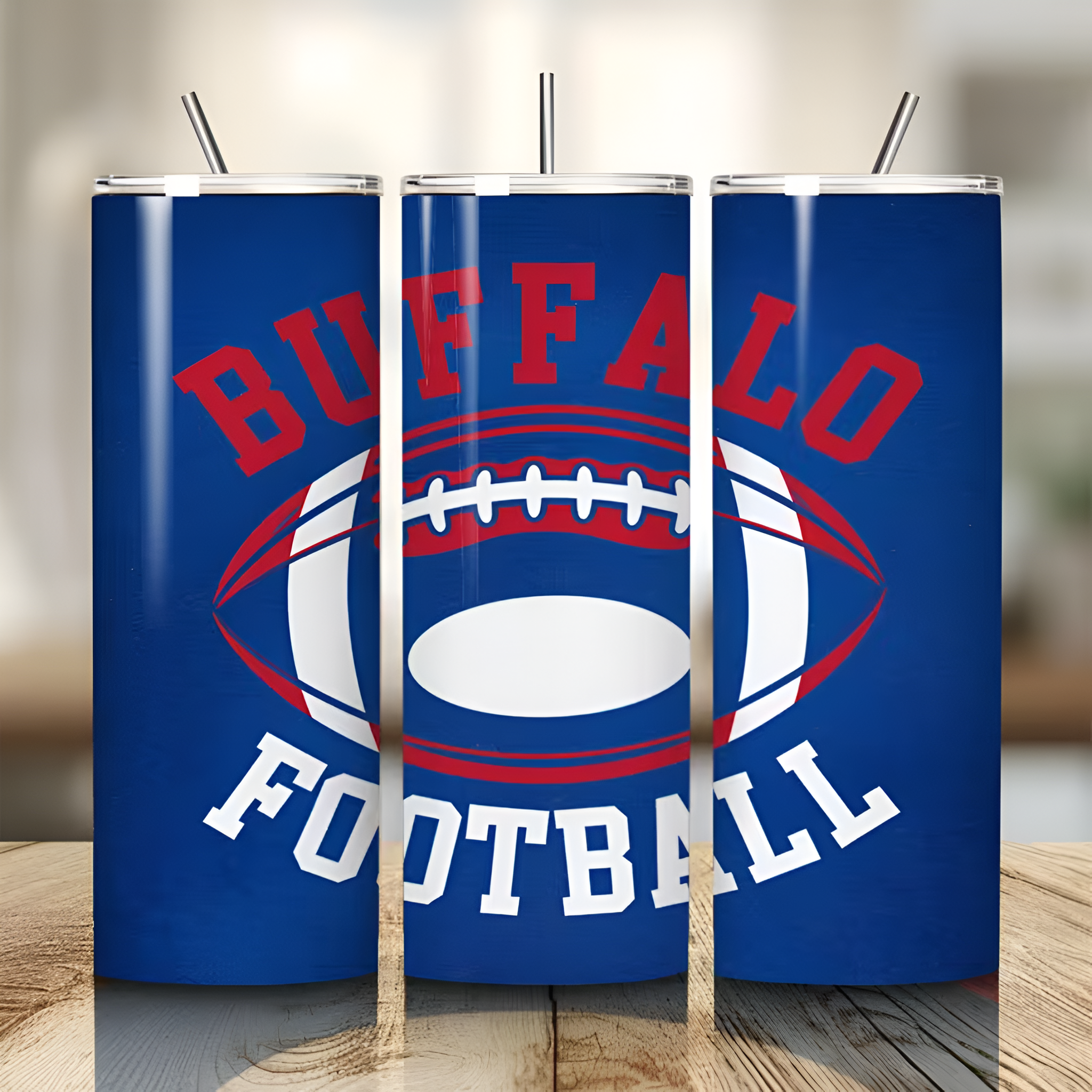 Buffalo Bills Football Team Themed 20oz Insulated Tumbler For Travel