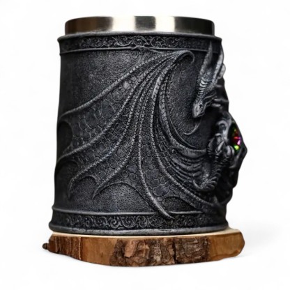 Stainless Steel Dragon Mug With 3D Winged Design For Drinks