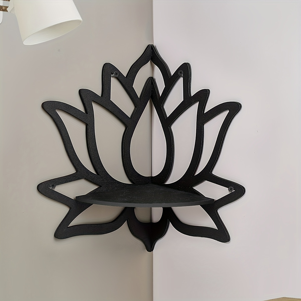 Creative Lotus Wall Corner Shelf With Matte Finish And Art Decor