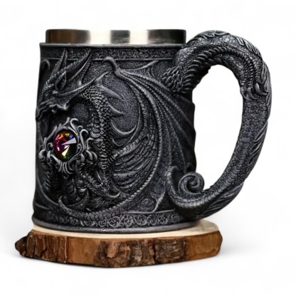 Stainless Steel Dragon Mug With 3D Winged Design For Drinks