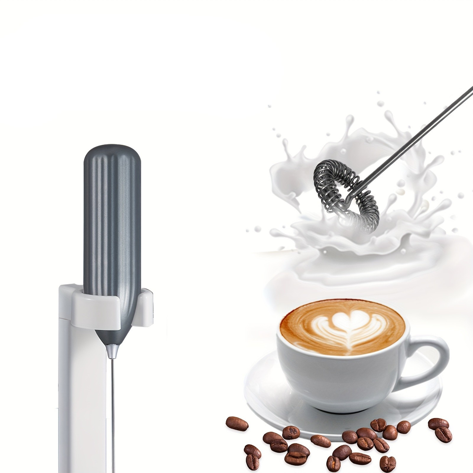 Electric Milk Frother, Milk Foam Maker, Requires Batteries (Not Included) Stainless Steel Beverage Mixer, Portable Electric Whisk for Coffee, Latte, Cappuccino, Chocolate, Matcha Foam Creator, Mini Coffee Blender, Handheld Mixer