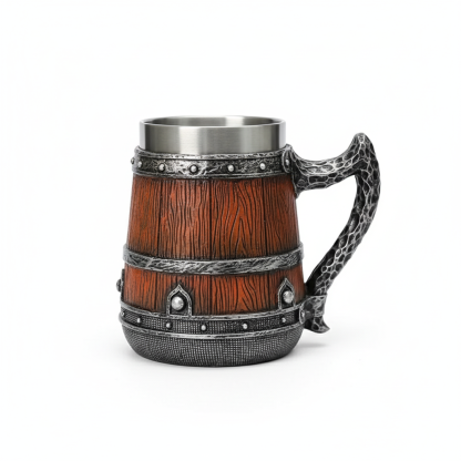 Handcrafted Barrel Design Stainless Steel Drinking Mug