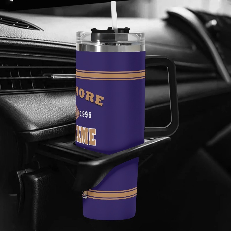 40oz Baltimore Ravens Football Team Theme Personalized Stainless Steel Travel Tumbler