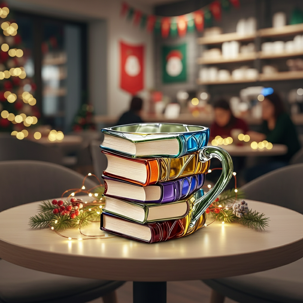 3D Pattern Book Mug For Christmas Gift And Holiday Events