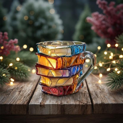 3D Pattern Book Mug For Christmas Gift And Holiday Events