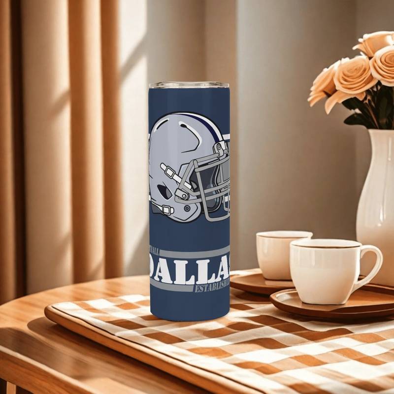 Dallas Football Fan 20oz Stainless Steel Tumbler with Handle & Straw