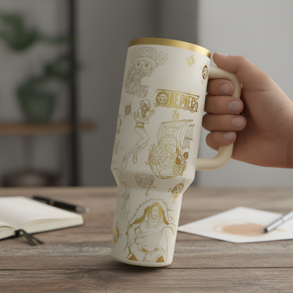 40oz Retro Printed Tumbler With Handle