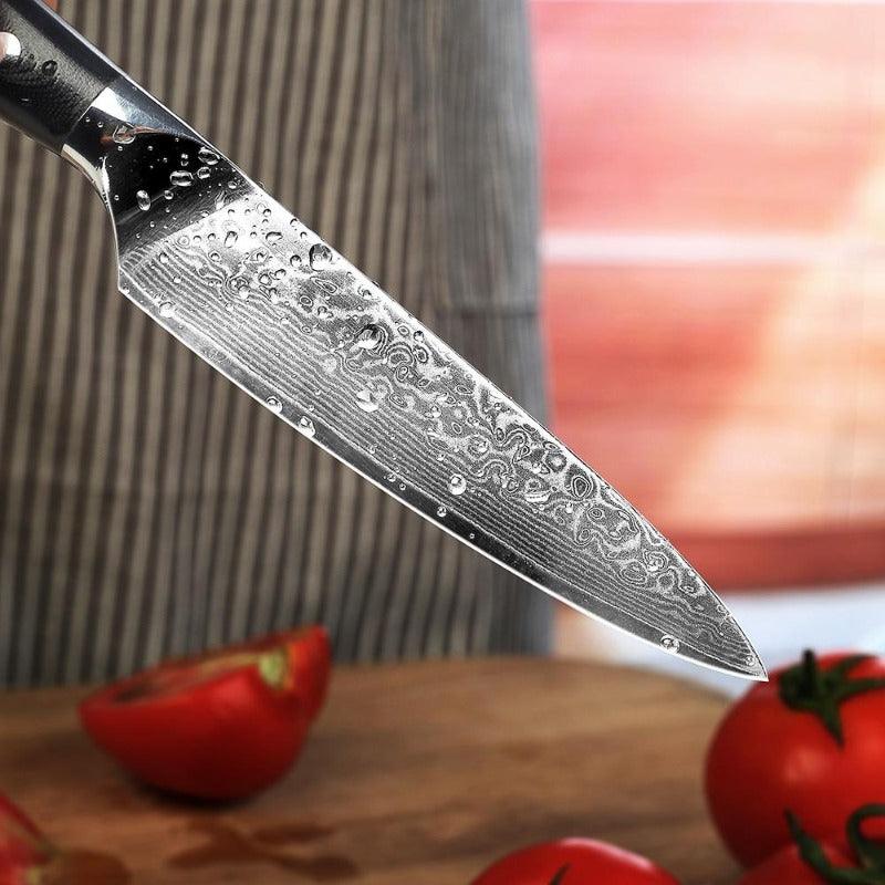 Japanese Damascus Vg10 Utility Knife shown as the featured example in a kitchen tools comparison guide