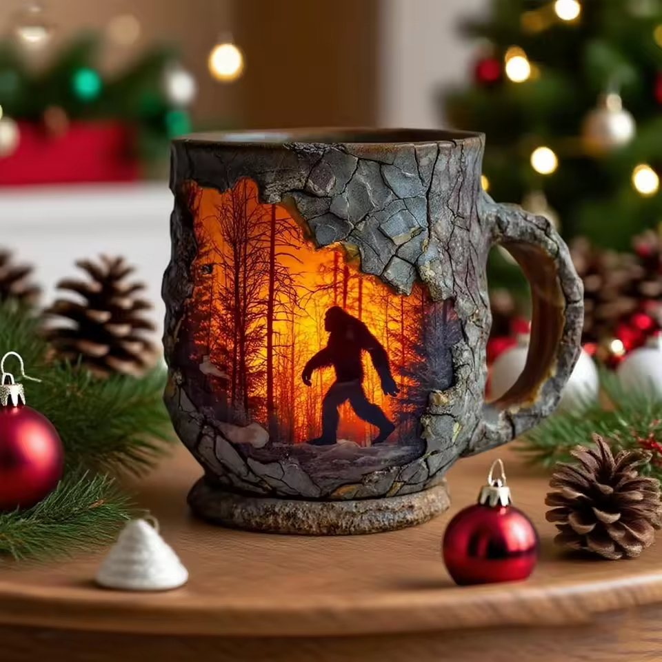 Halloween Gorilla Bigfoot Forest Fire Mug
