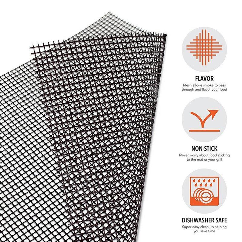Non-stick BBQ Mesh Mat | Heavy Duty, Reusable Grilling mats, Easy to Clean Mesh Mat
