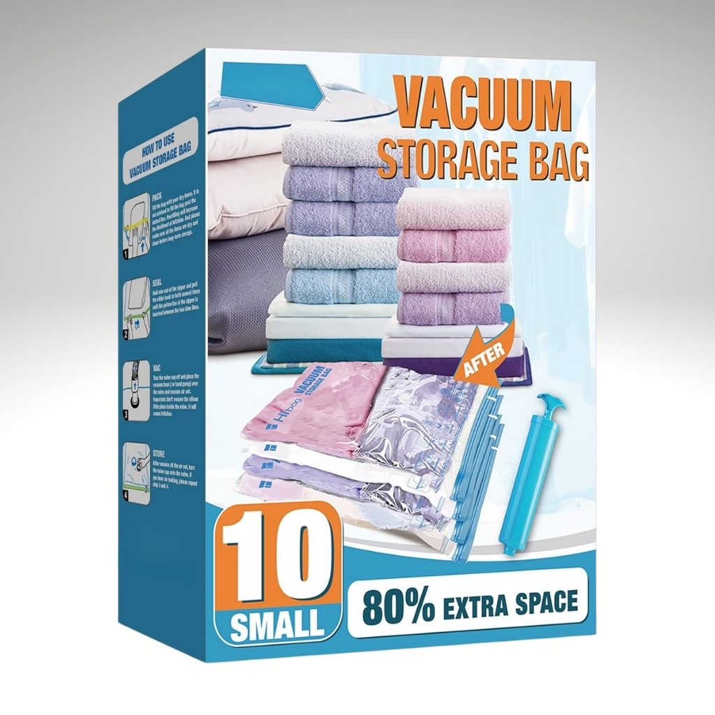 Vacuum Sealer Bags For Clothes With Travel Hand Pump