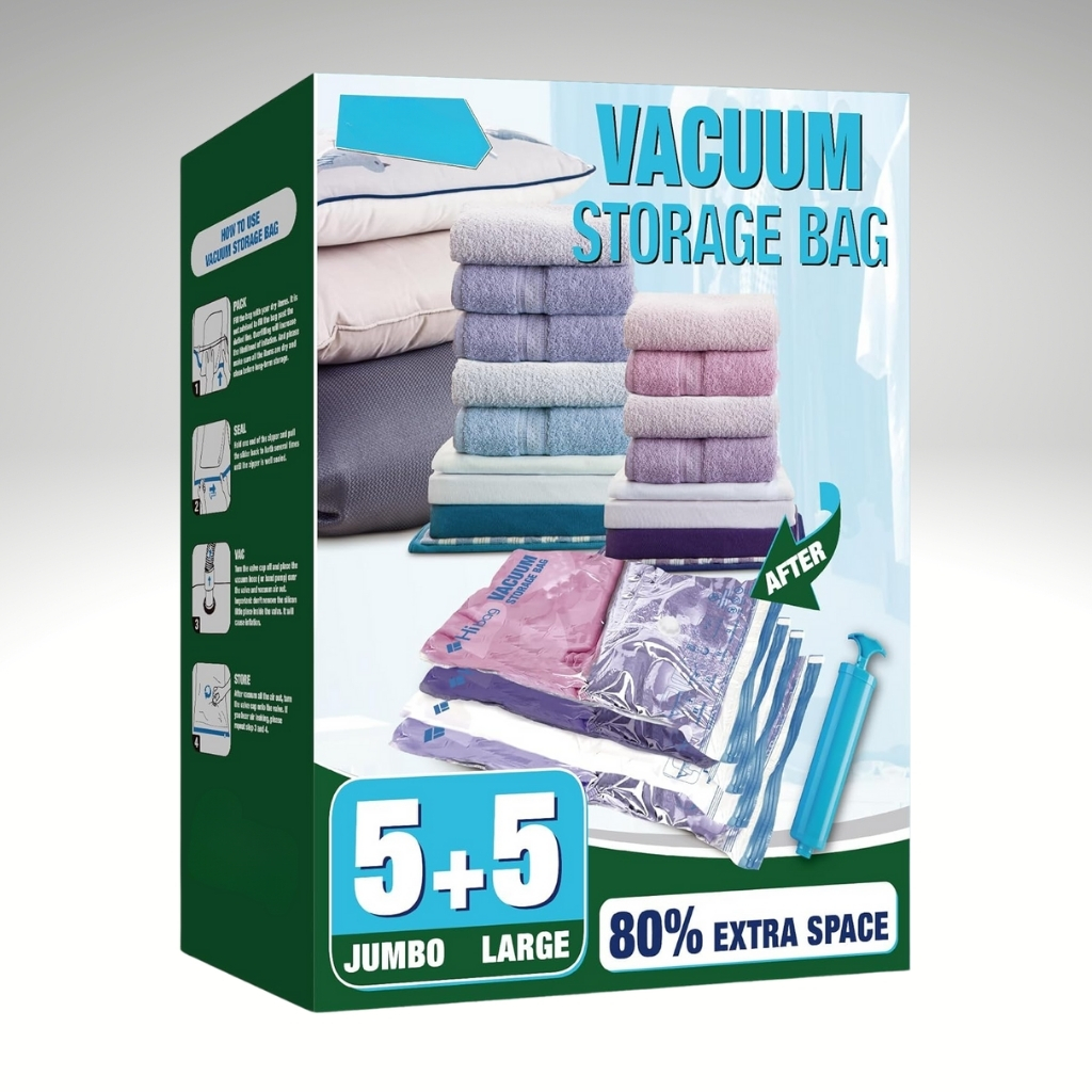 Vacuum Sealer Bags For Clothes With Travel Hand Pump