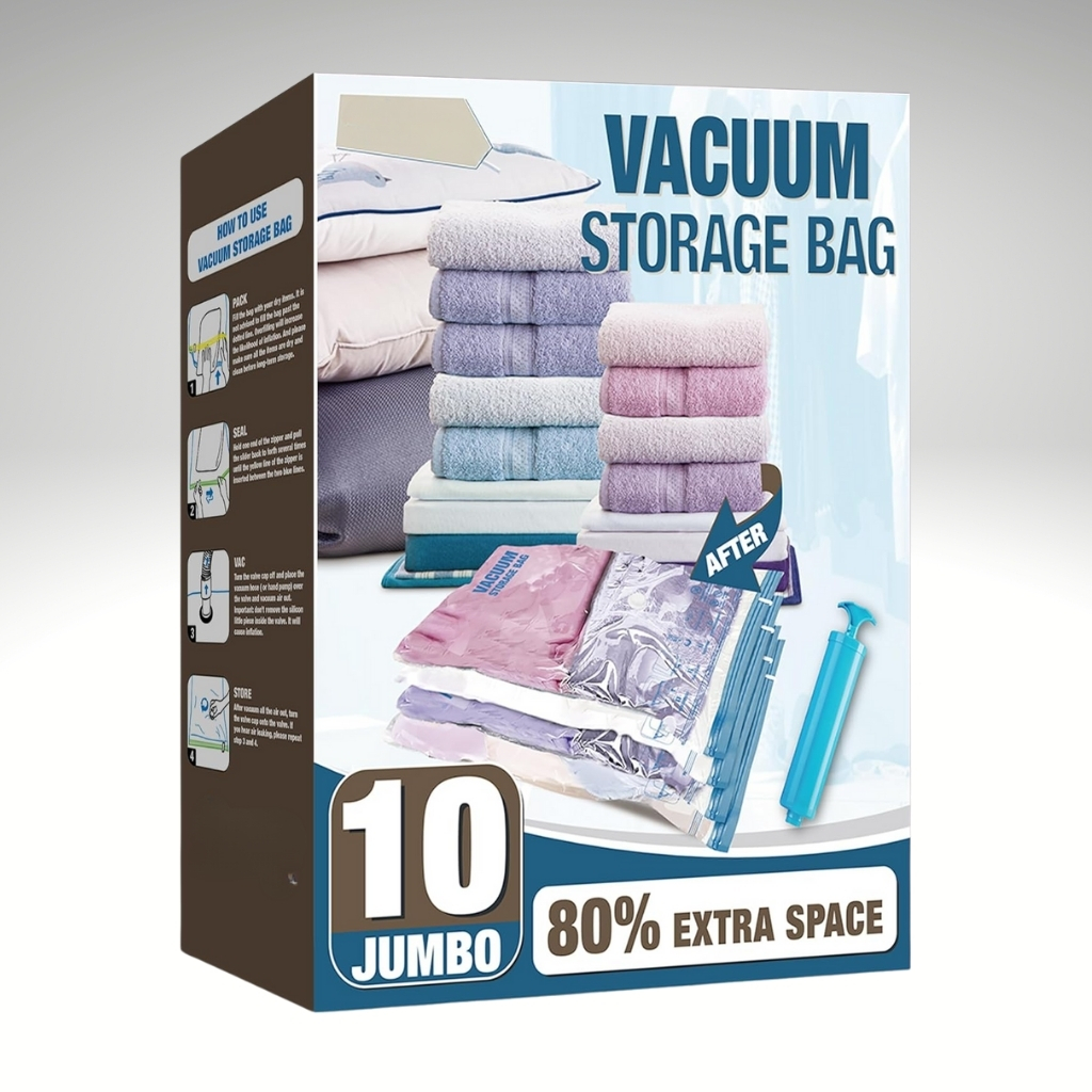 Vacuum Sealer Bags For Clothes With Travel Hand Pump