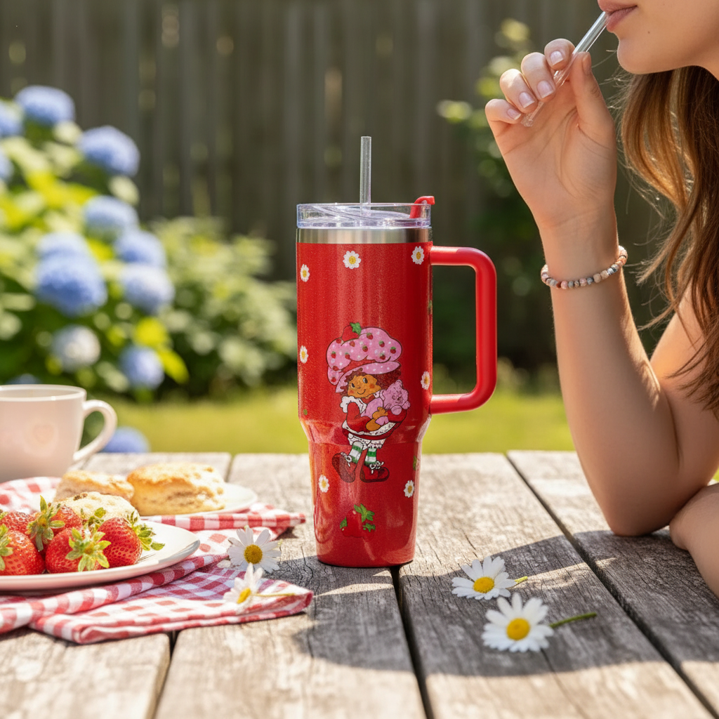 Red And Pink Strawberry Shortcake 40oz Tumbler Color Comparison