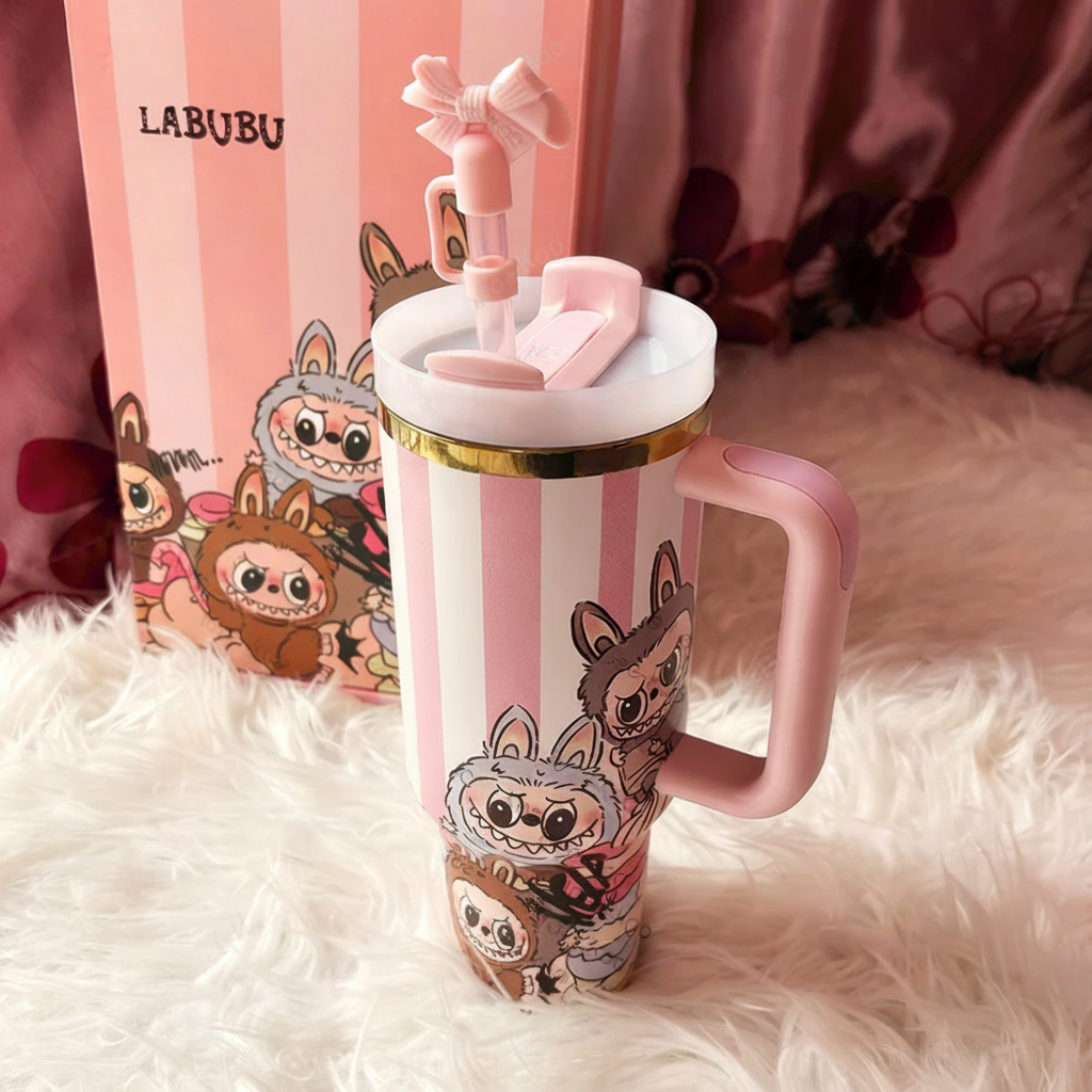 Labubu 40oz Tumbler Full Product Lifestyle Shot