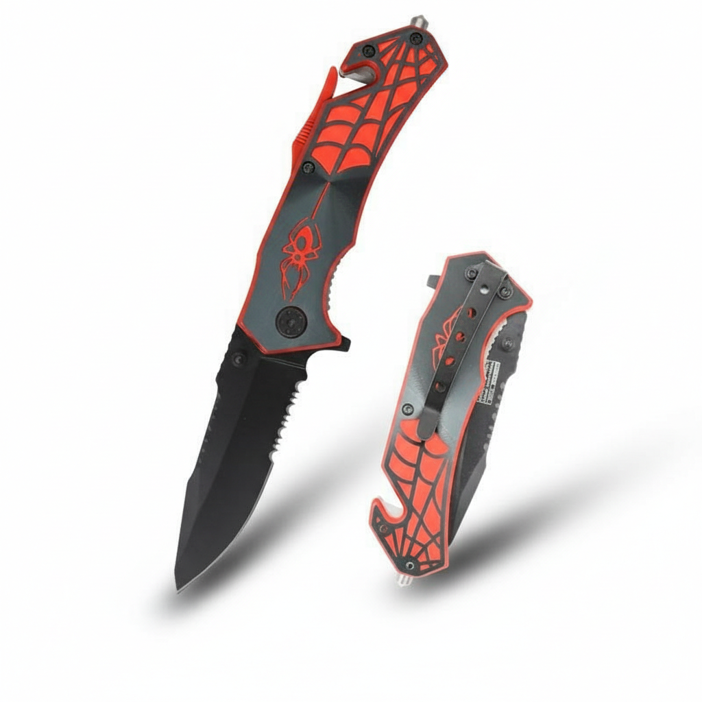 Spider Theme Folding Pocket Knife Clip