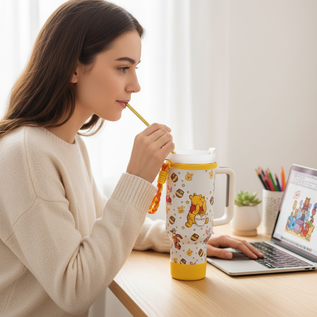 Winnie The Pooh 40oz Tumbler Graphic Print Detail