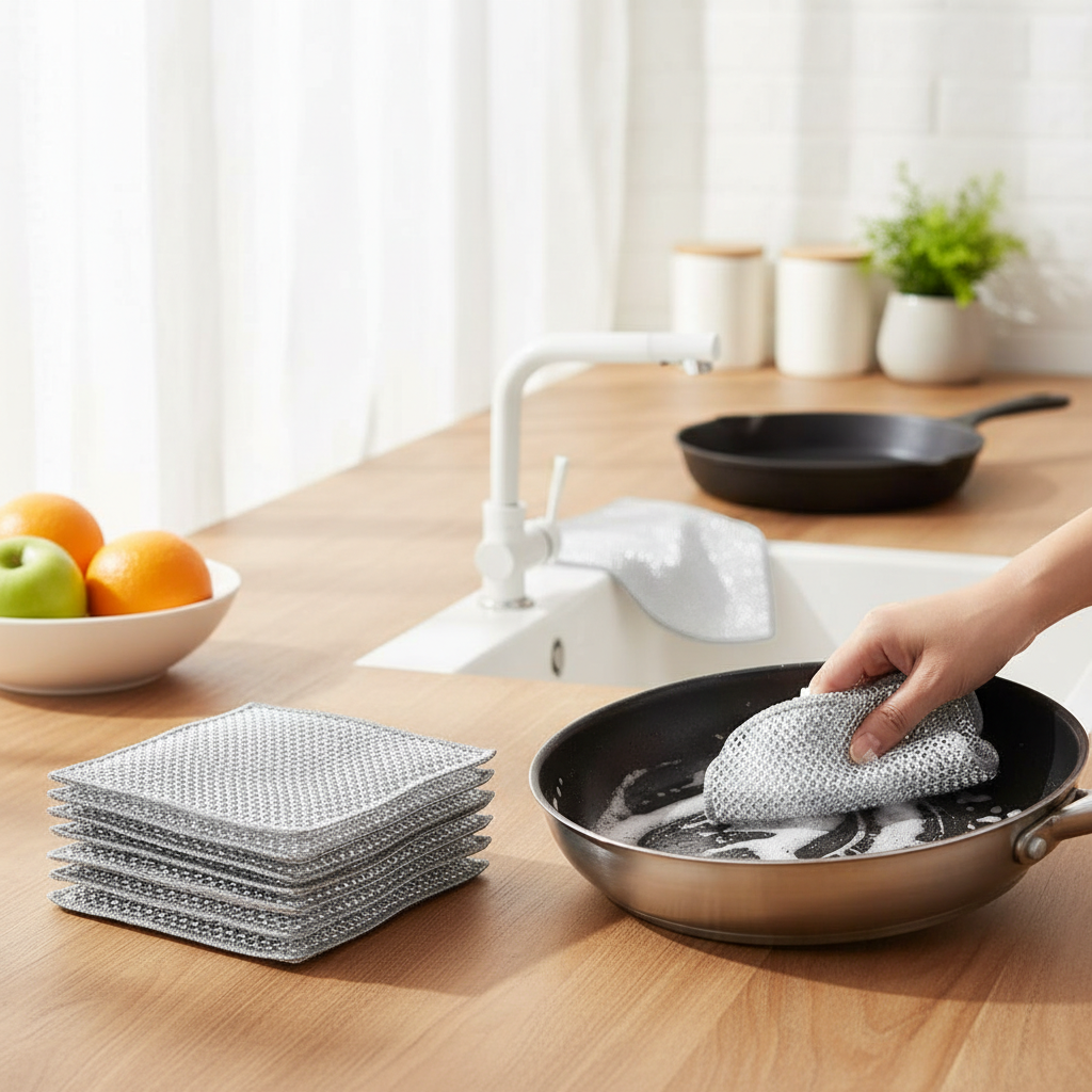 Pack Of 10 Non Scratch Wire Dishcloth With 2 Layer Metal Scrubbers