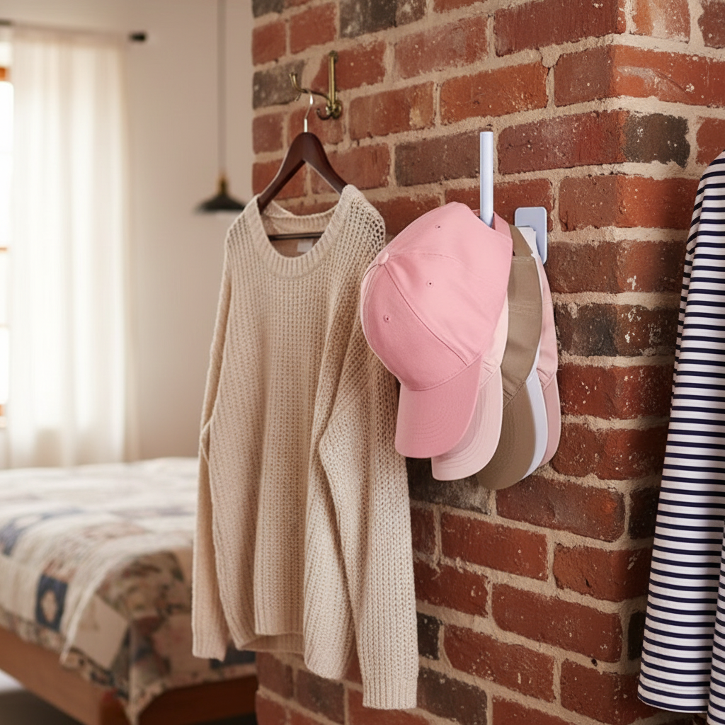 Set of 2 Wall Mounted Hat Hook Rack