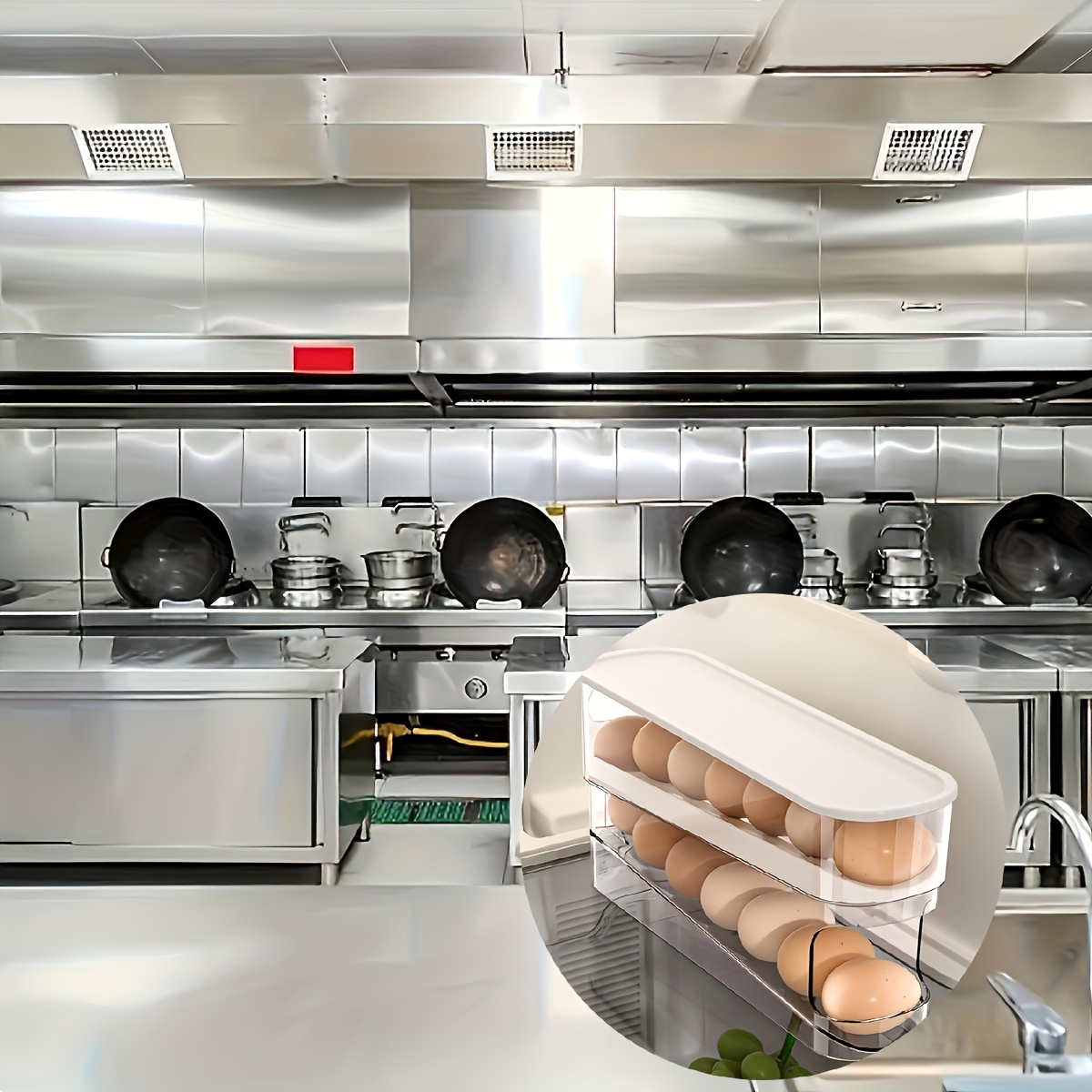 Automatic Egg Storage Box With Double Layer Sliding Design And Flip Cover