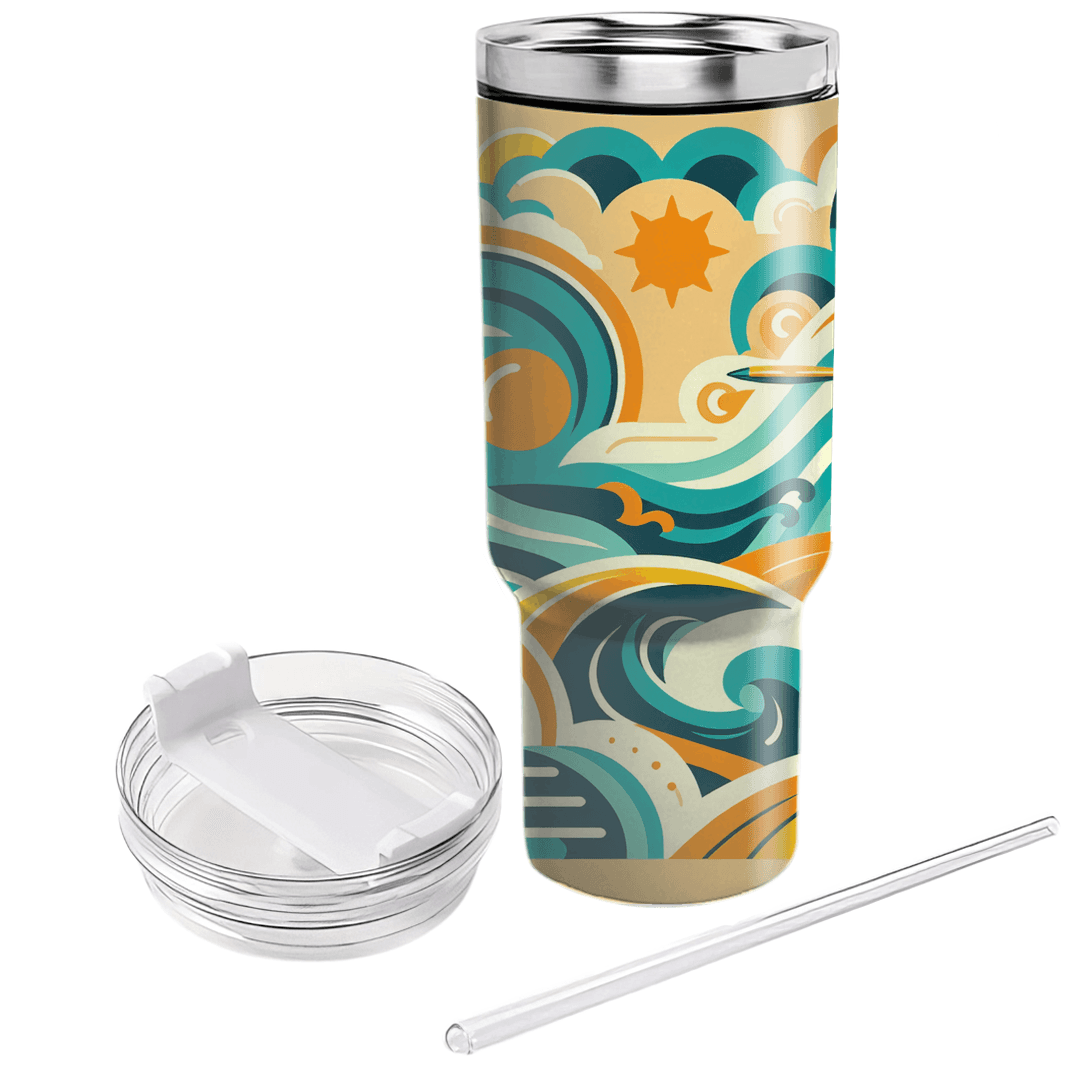 Retro Surf Vibes Tumblers With Lids
