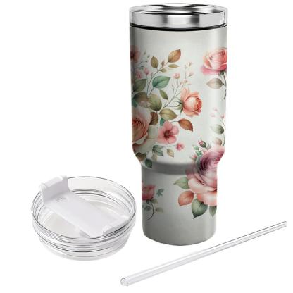 Watercolor Wild Roses  Insulated Tumblers