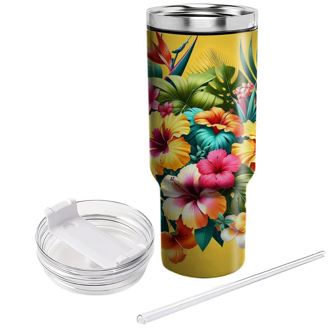 Vivid Tropical Floral Fantasy  Unique Tumblers