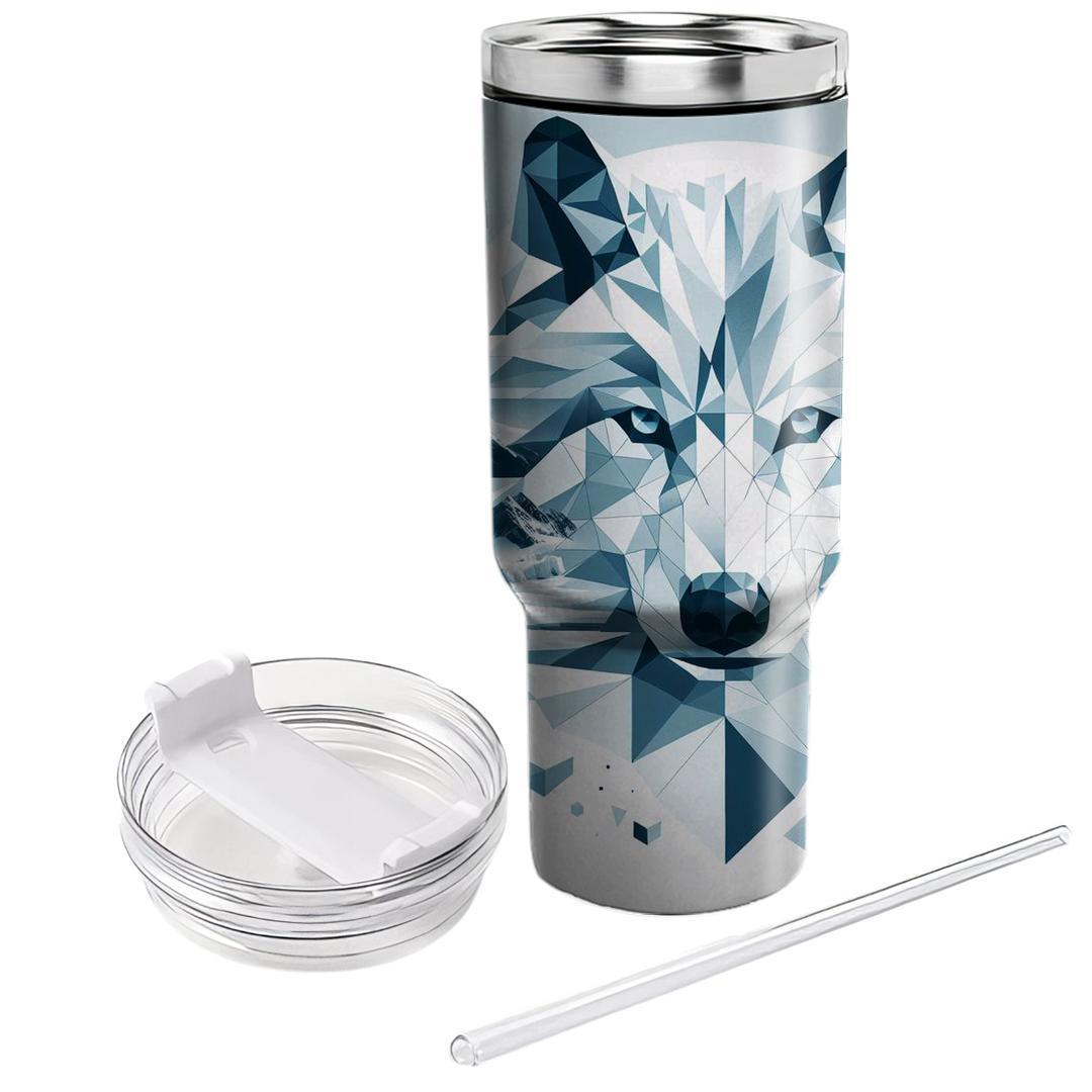 Geometric Arctic Wolf  Travel Tumblers
