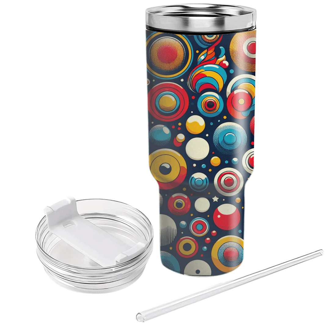 Energetic Patterned Circles Travel Tumblers