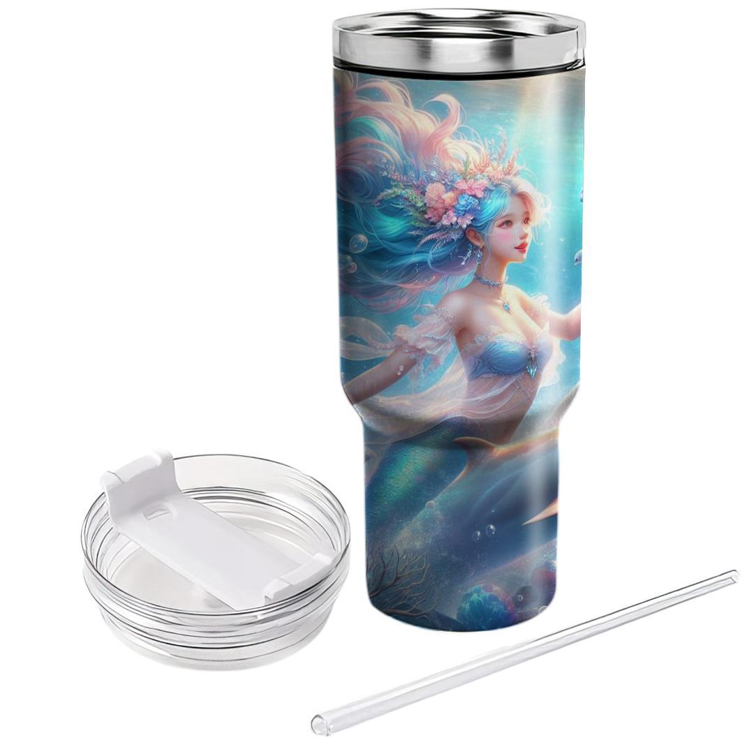 Enchanting Mermaid Dolphin  Tumblers With Lids