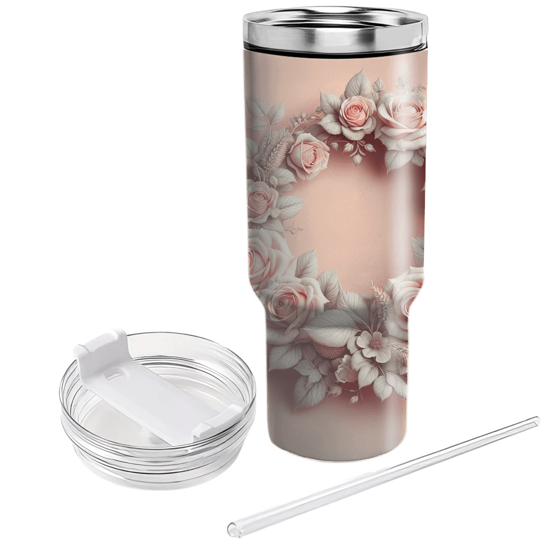 Elegant Rose Wreath  Tumblers With Lids