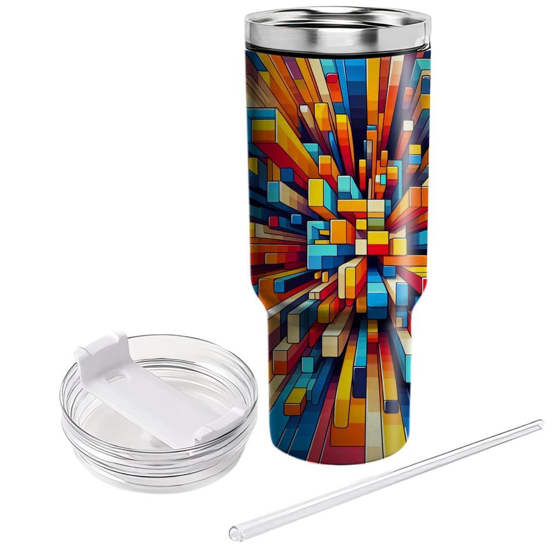 Retro Color Block Burst  Unique Tumblers