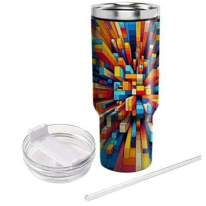 Retro Color Block Burst  Unique Tumblers