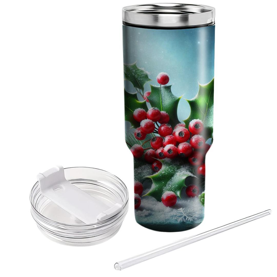 Winter Holly Blossom  Unique Tumblers