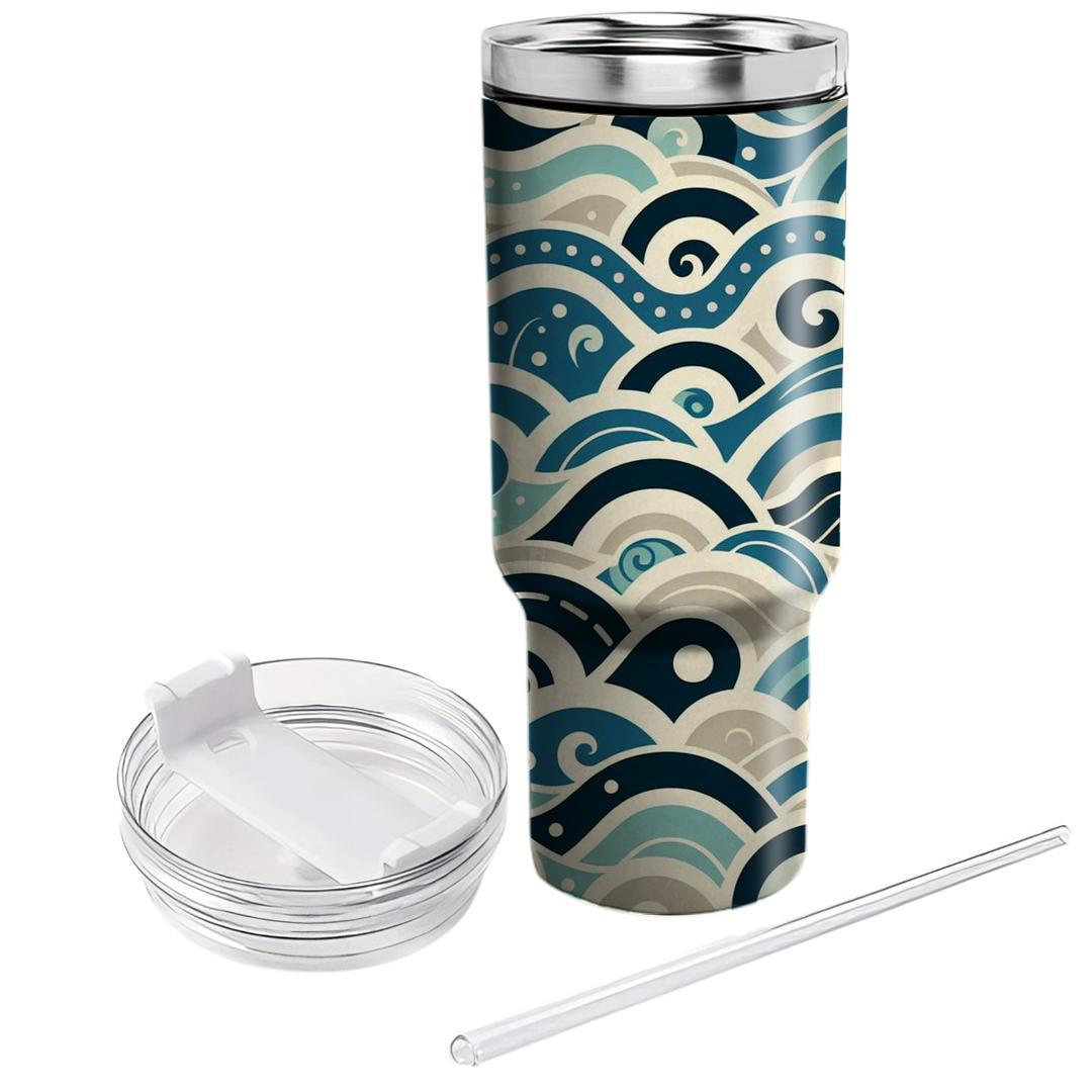 Charming Nautical Waves  Travel Tumblers