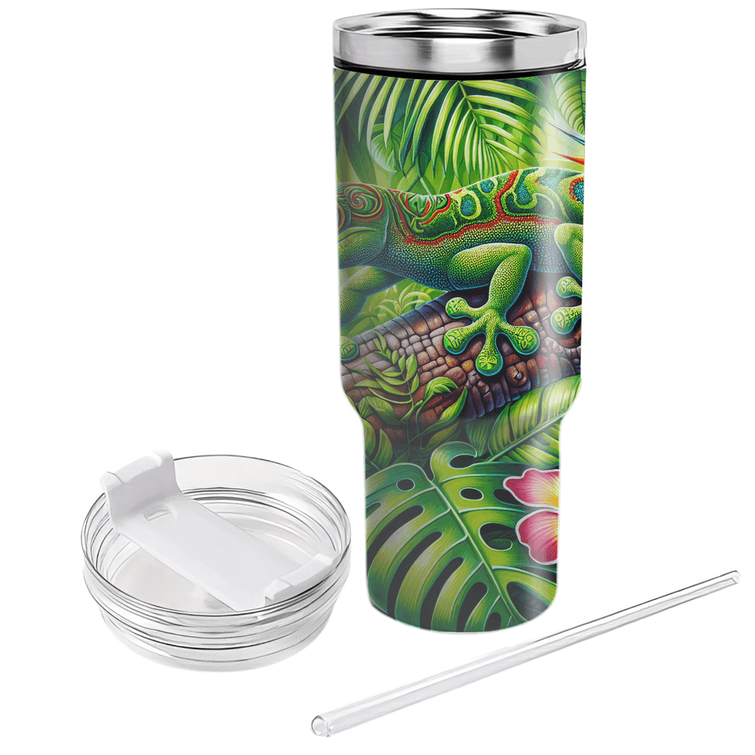 Funky Gecko On A Branch  Tumblers With Lids