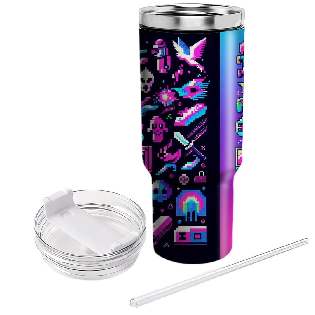 Pixel Perfect Retro  Personalized Tumblers