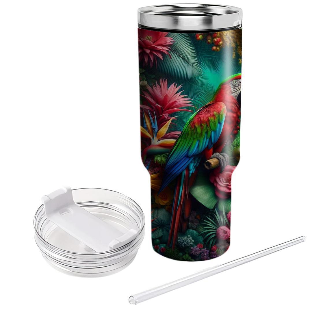 Vibrant Parrot Dance  Travel Tumblers