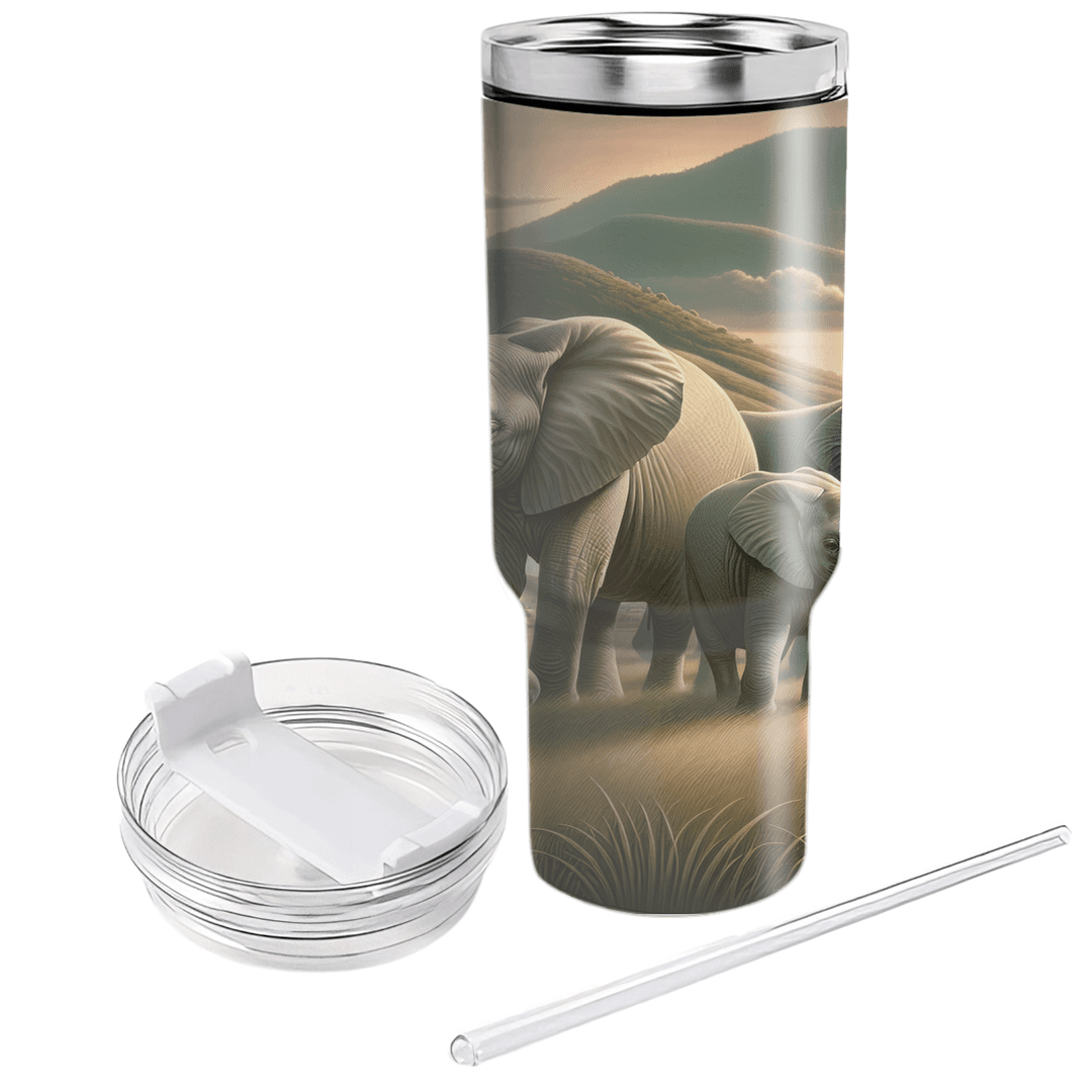 Gentle Elephant Family  Tumblers With Lids