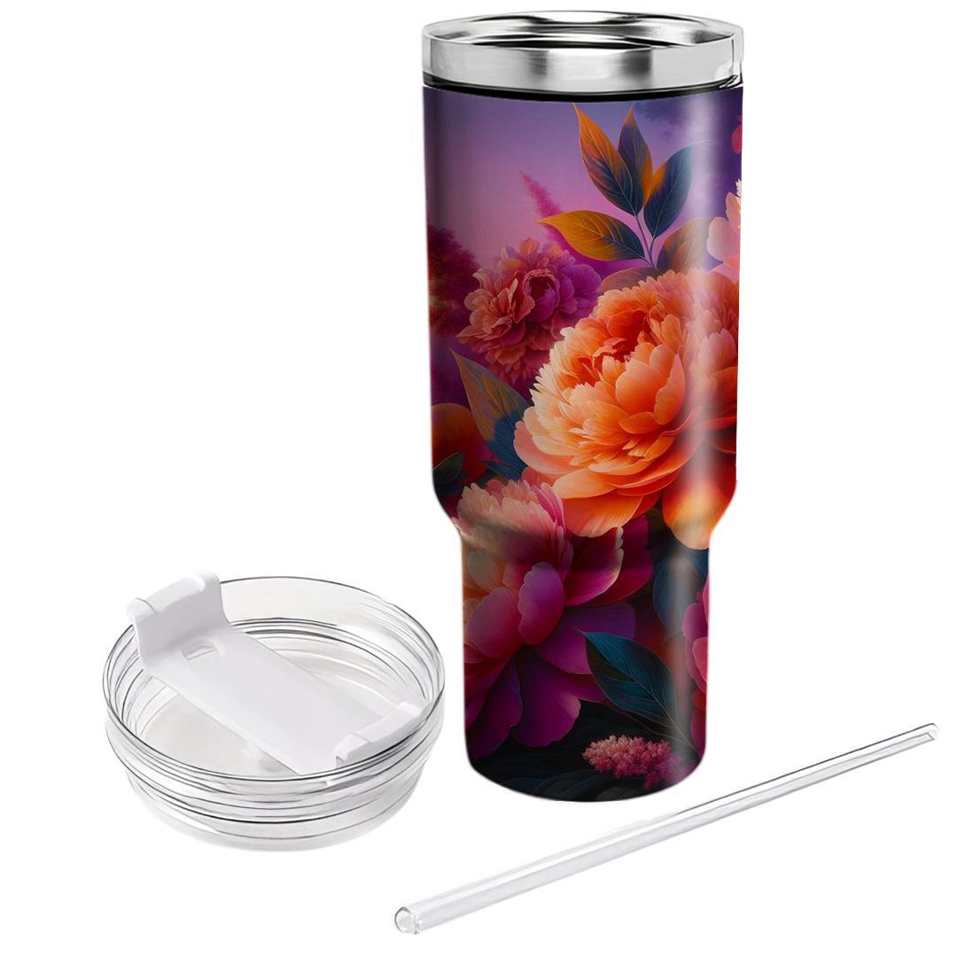 Sunset Peony Fantasy  Unique Tumblers