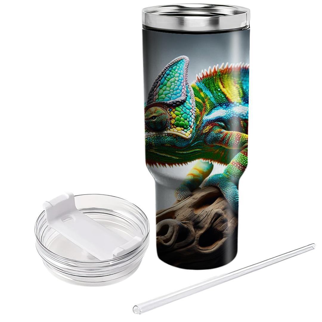 Colorful Chameleon Canvas  Travel Tumblers